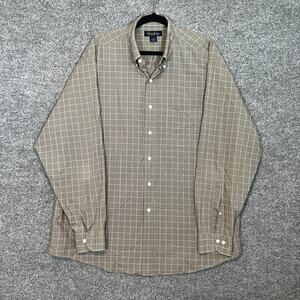 Brooks Brothers Shirt Mens XL Gray Checkered Long Sleeve Button Up Casual